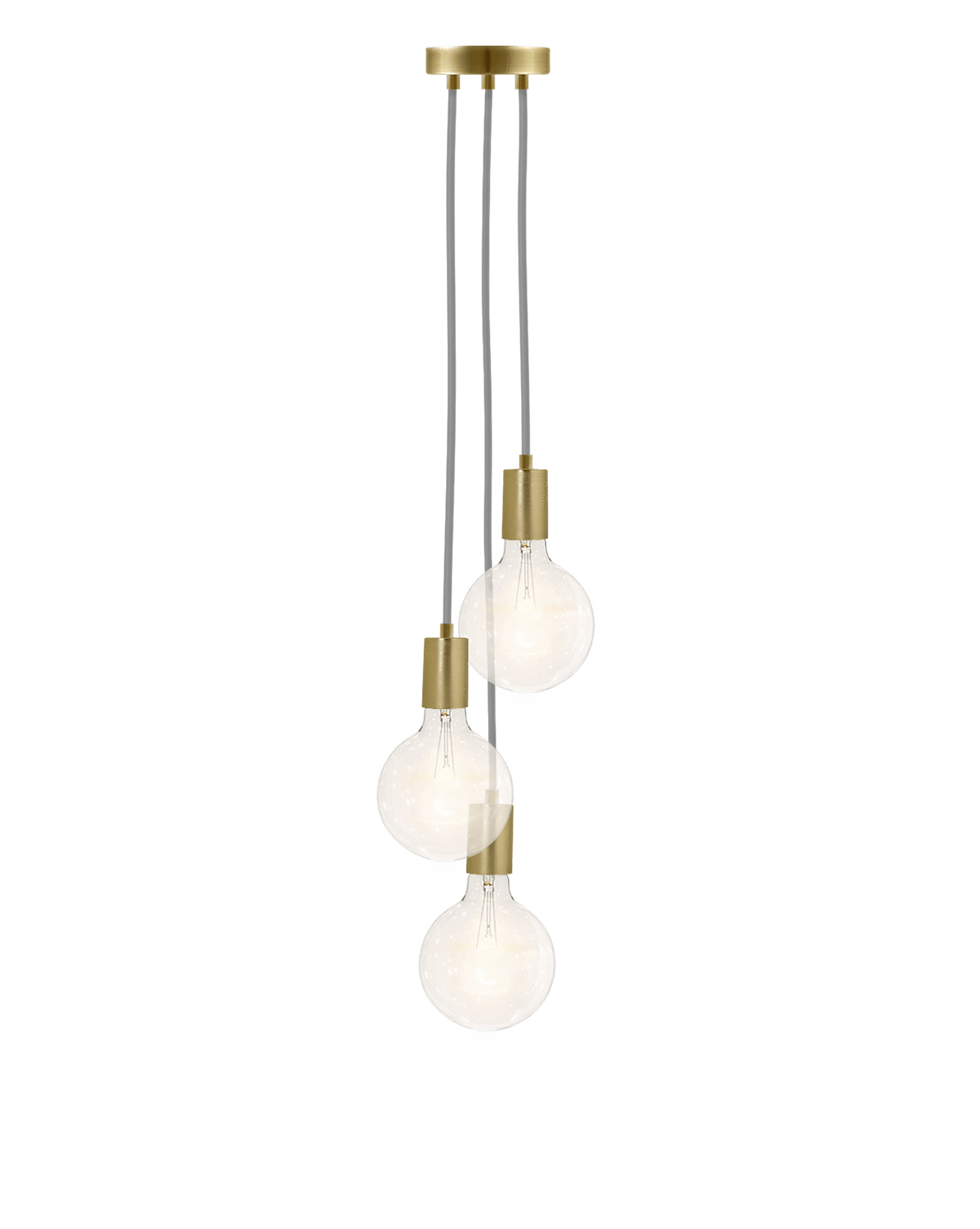 Cluster Chandelier - Staggered: Grey and Brass Hangout Lighting 3 Staggered