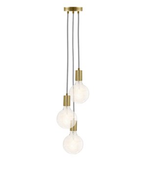 Cluster Chandelier - Staggered: Grey and Brass Hangout Lighting 3 Staggered