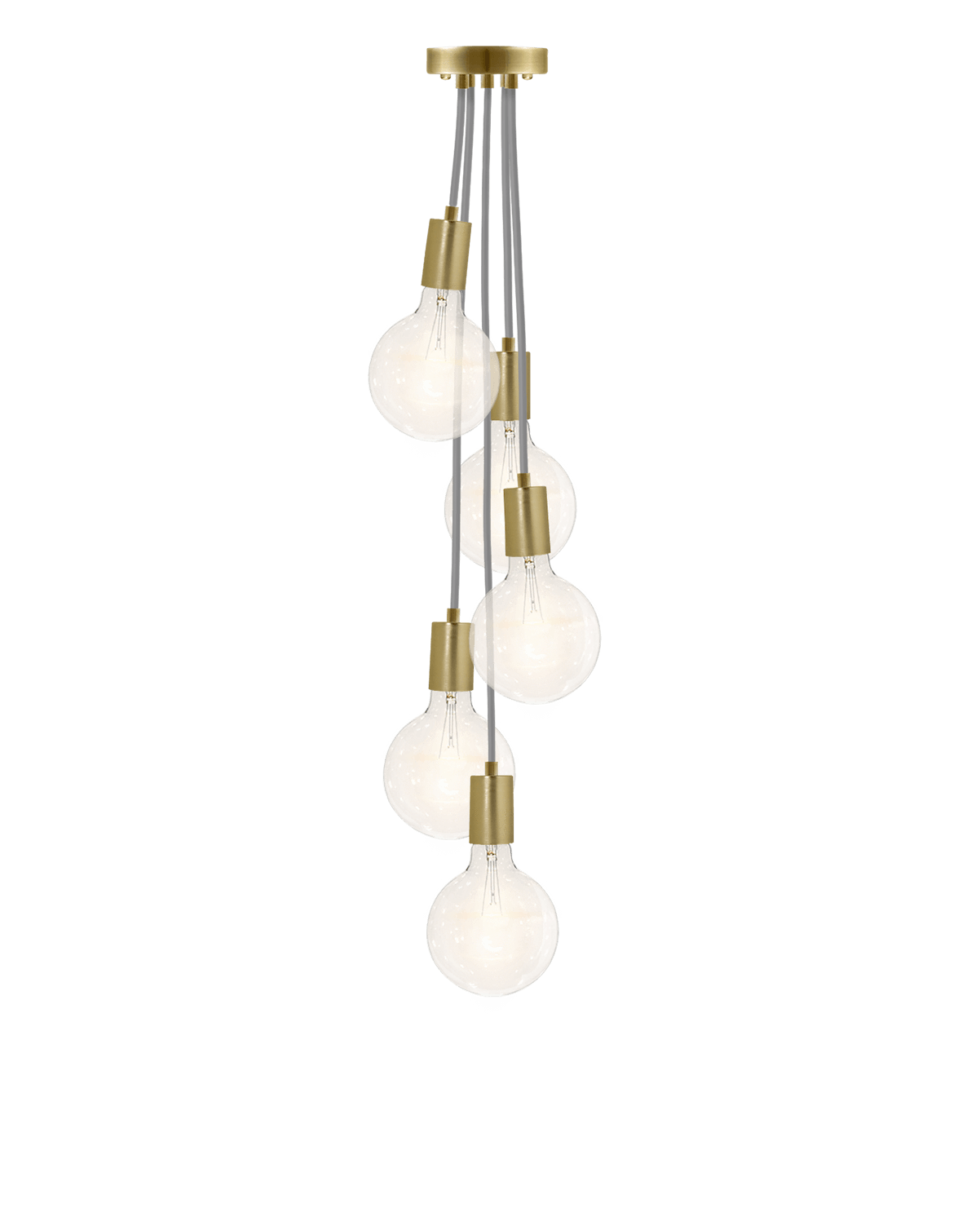 Cluster Chandelier - Staggered: Grey and Brass Hangout Lighting 5 Staggered