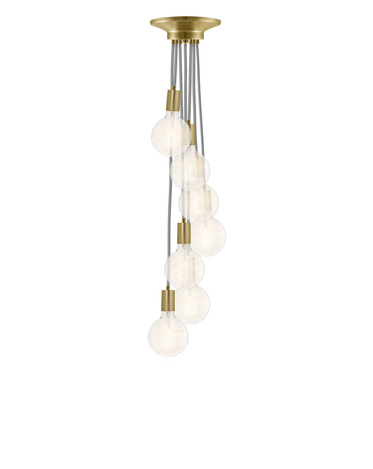 Cluster Chandelier - Staggered: Grey and Brass Hangout Lighting 7 Staggered