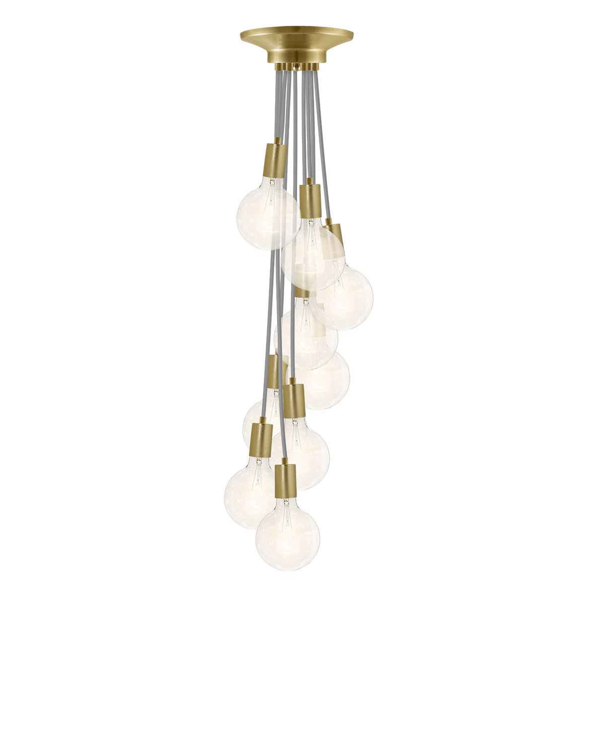 Cluster Chandelier - Staggered: Grey and Brass Hangout Lighting 9 Staggered