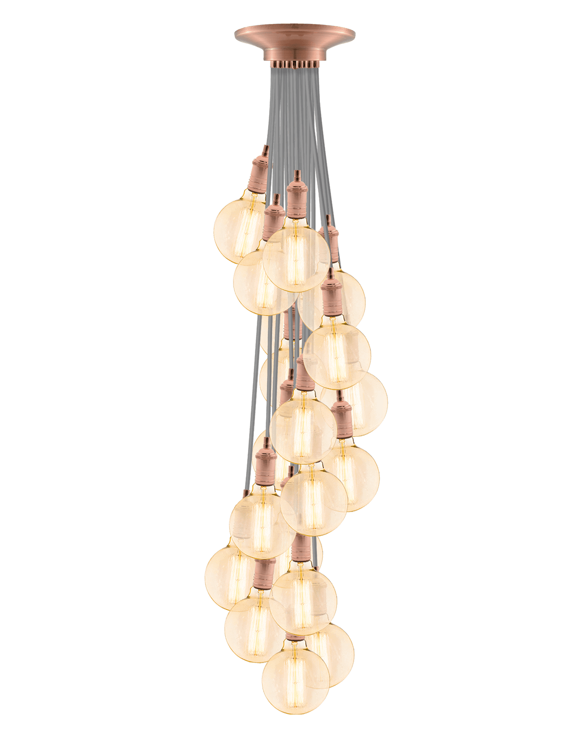 Cluster Chandelier - Staggered: Grey and Copper Hangout Lighting 19 Staggered