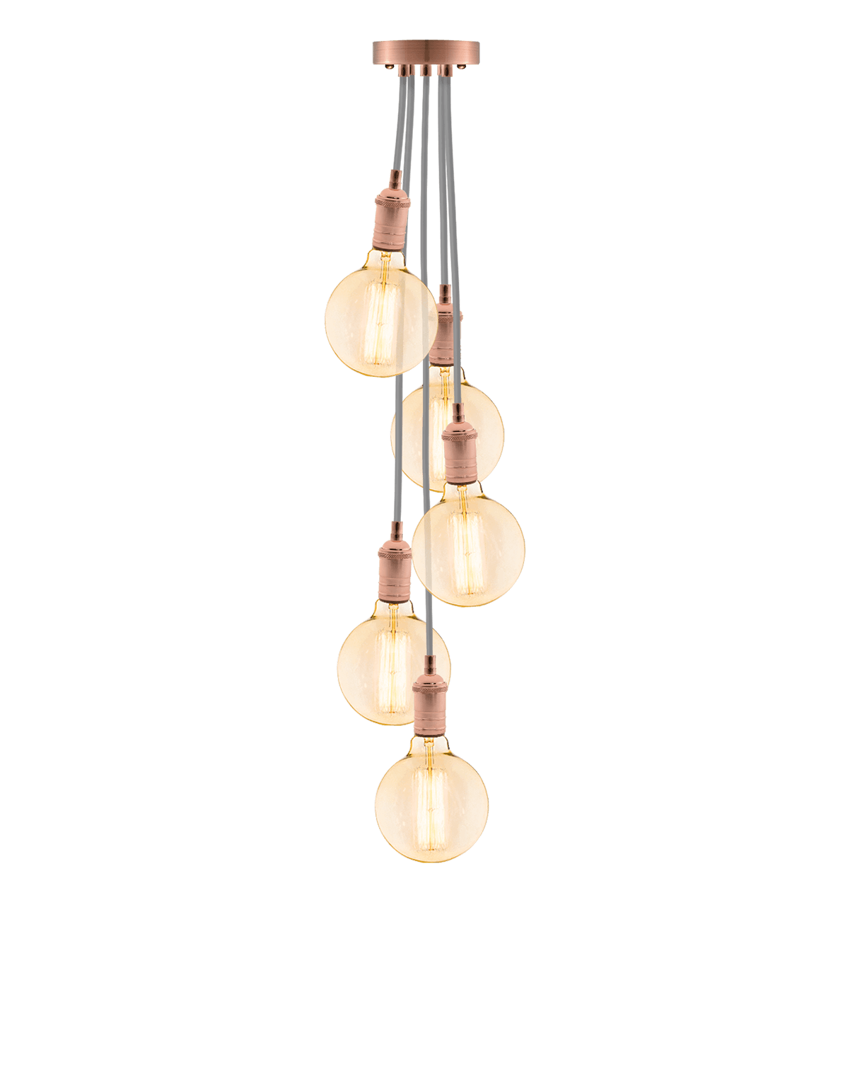 Cluster Chandelier - Staggered: Grey and Copper Hangout Lighting 5 Staggered