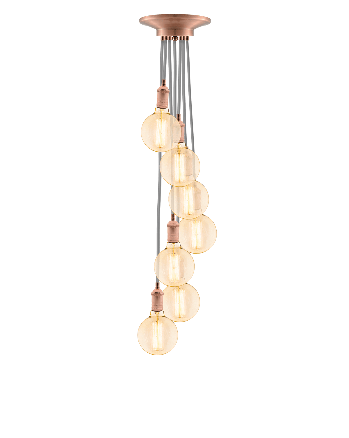 Cluster Chandelier - Staggered: Grey and Copper Hangout Lighting 7 Staggered