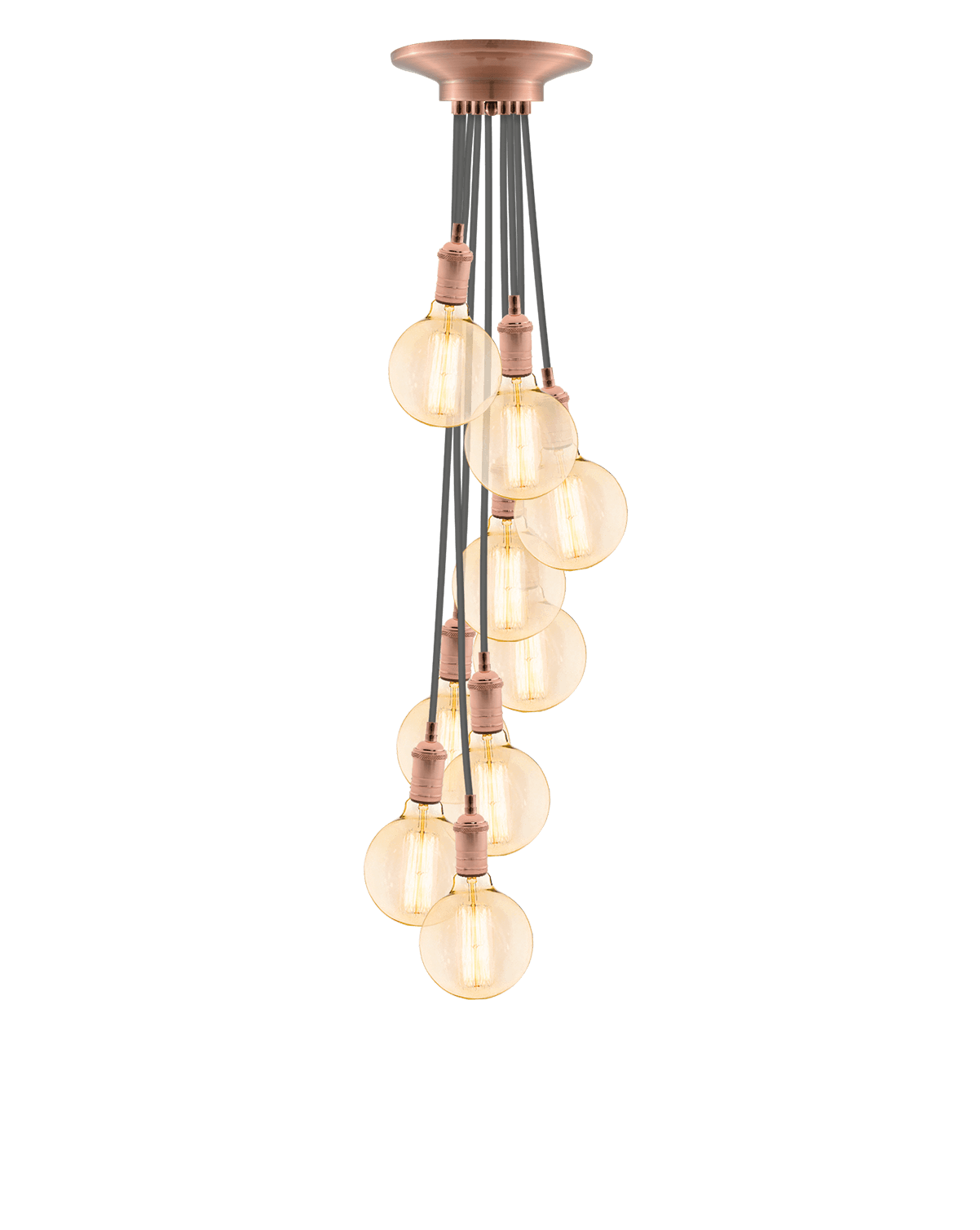Cluster Chandelier - Staggered: Grey and Copper Hangout Lighting 9 Staggered