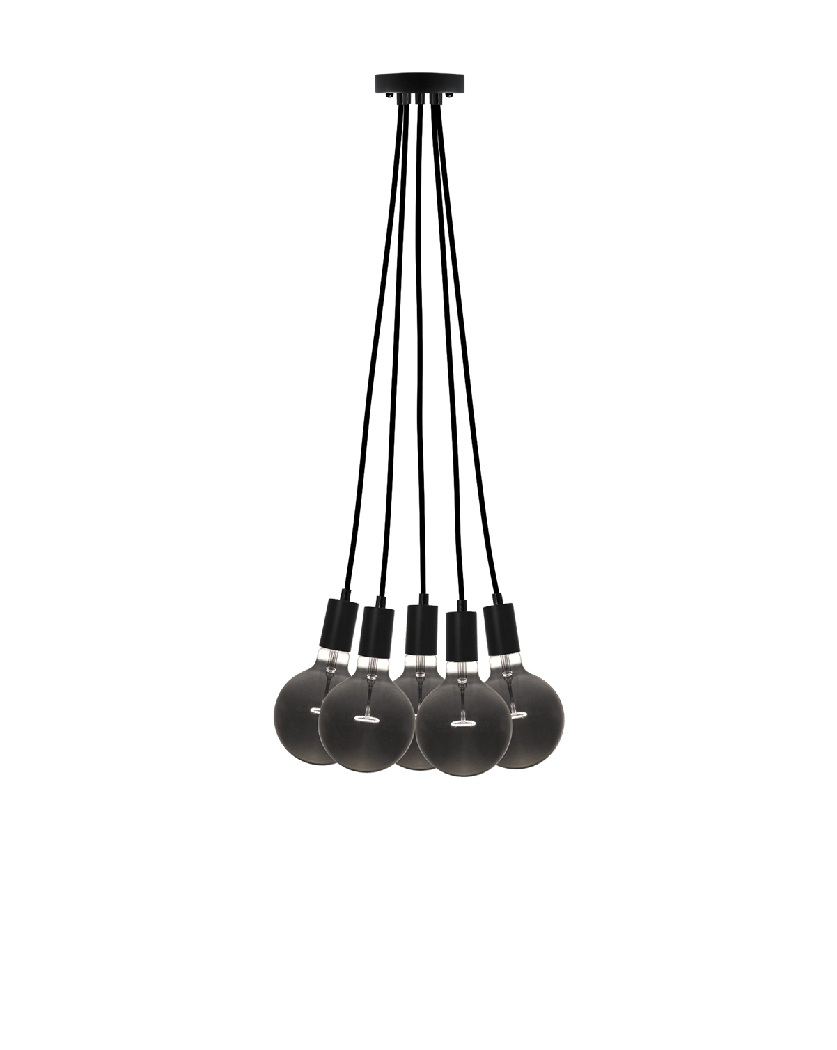 Industrial Smoke Bulb Cluster Chandelier with 5 Pendants