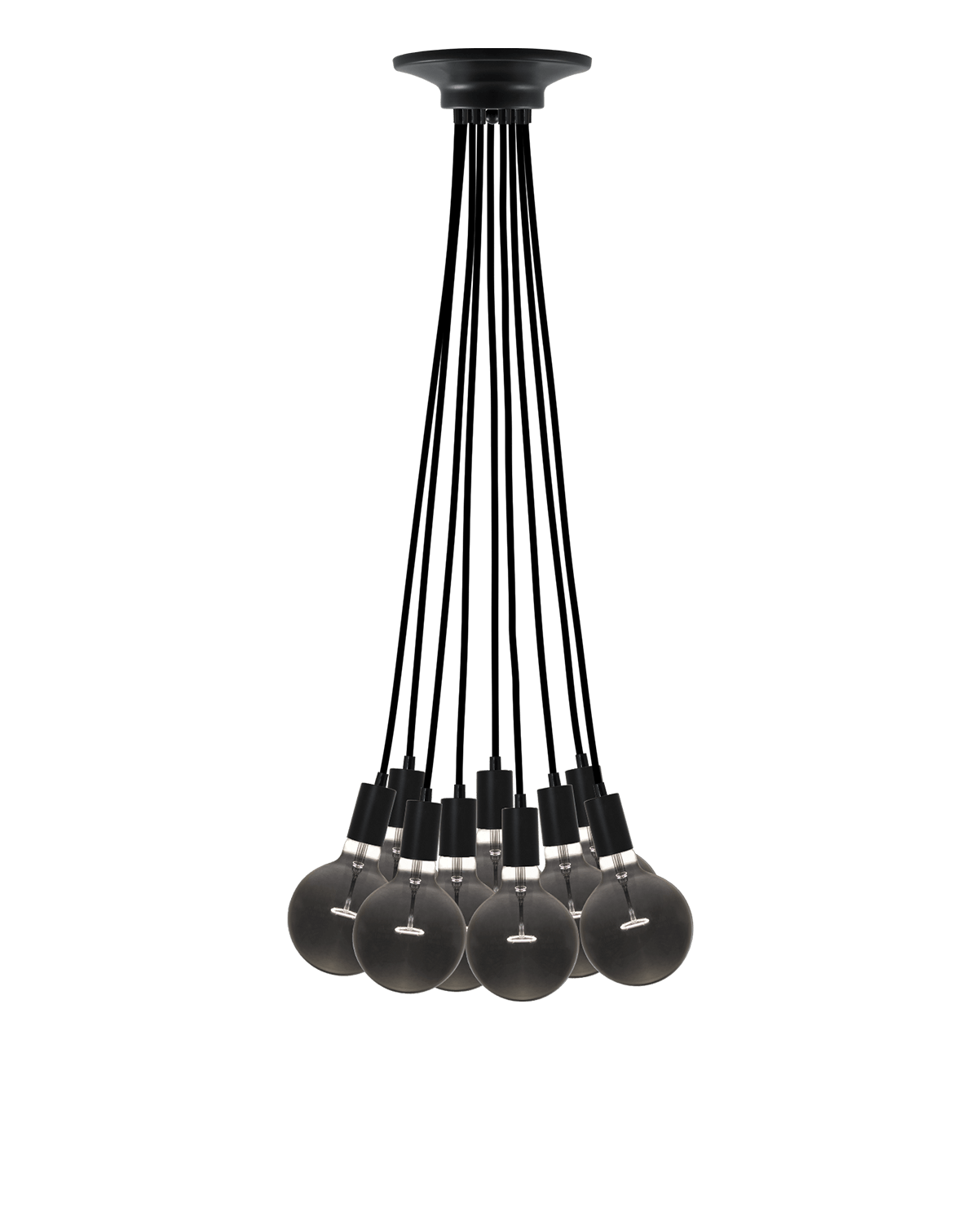 7 Pendant Industrial Black Smoke Bulb Chandelier