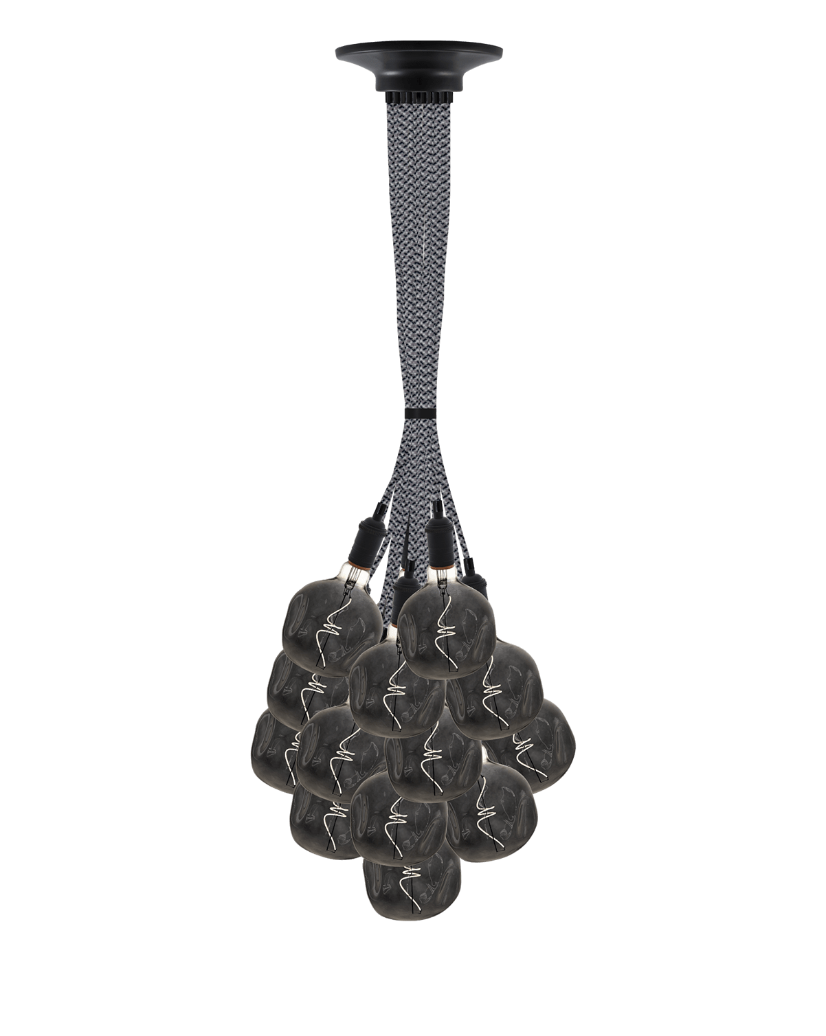 Large Industrial Pendant Light Chandelier Black and Grey