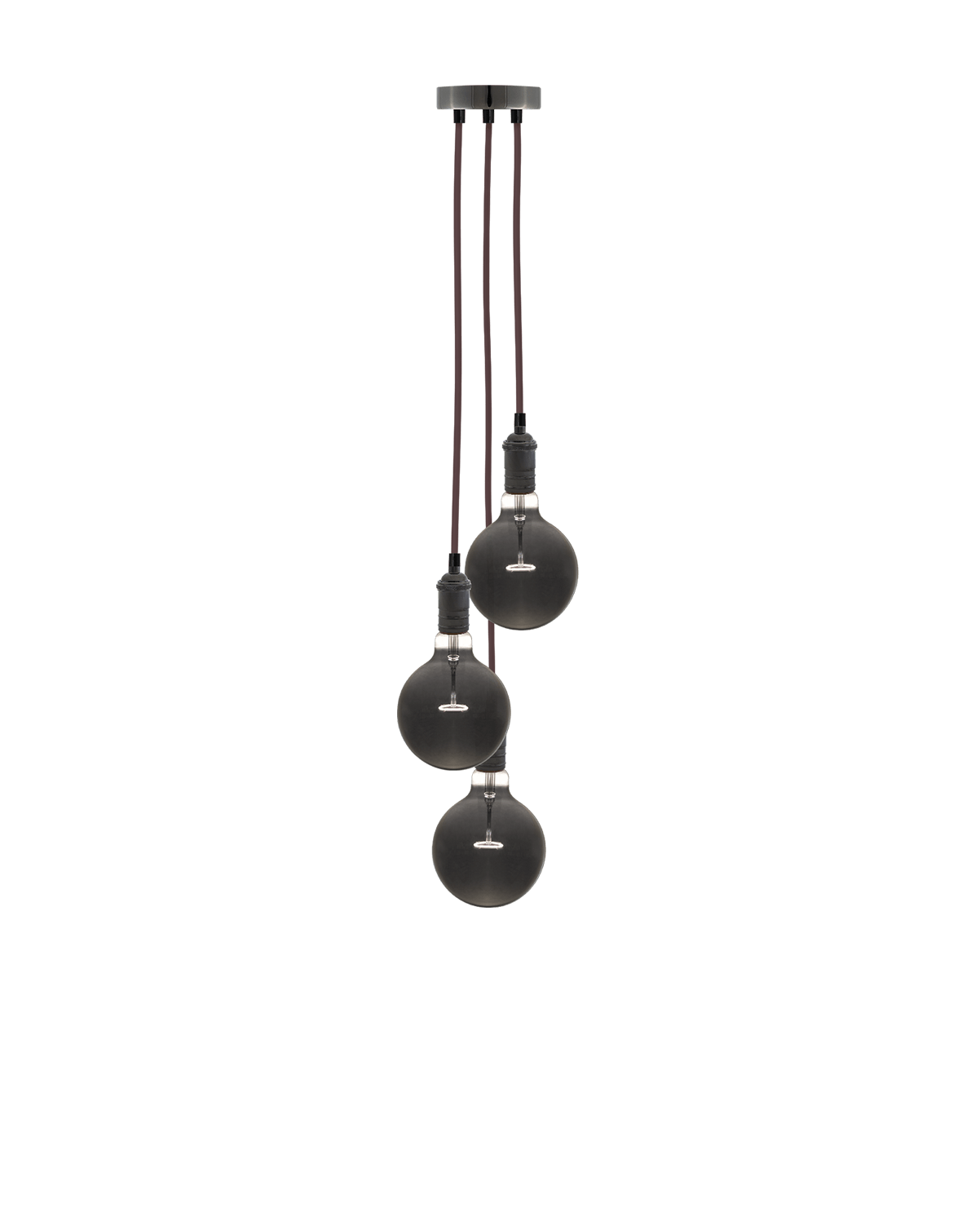 Taupe and Graphite Cluster chandelier with 3 Pendants and Smoke Bulbs