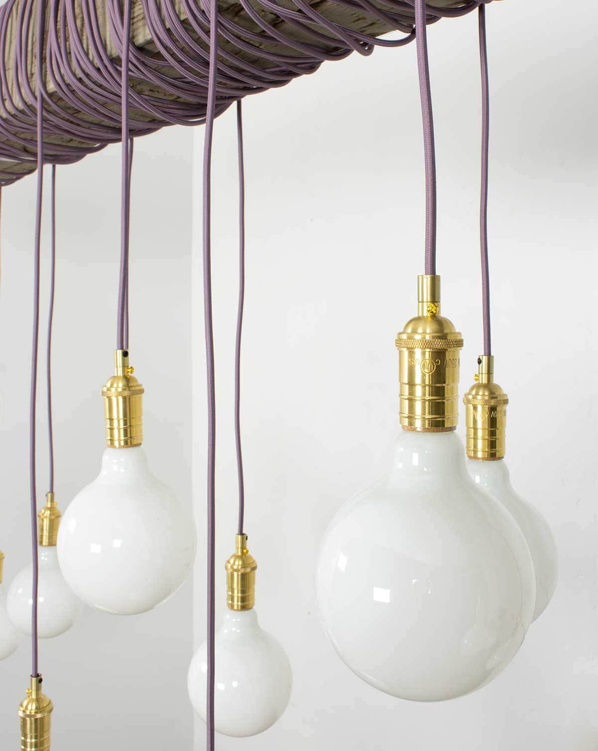 Faux Beam 14 Pendant Wrap: Mauve with Brass Hangout Lighting
