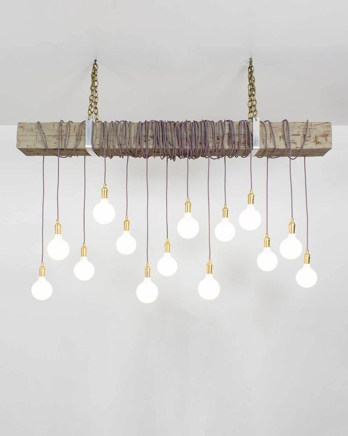 Faux Beam 14 Pendant Wrap: Mauve with Brass Hangout Lighting