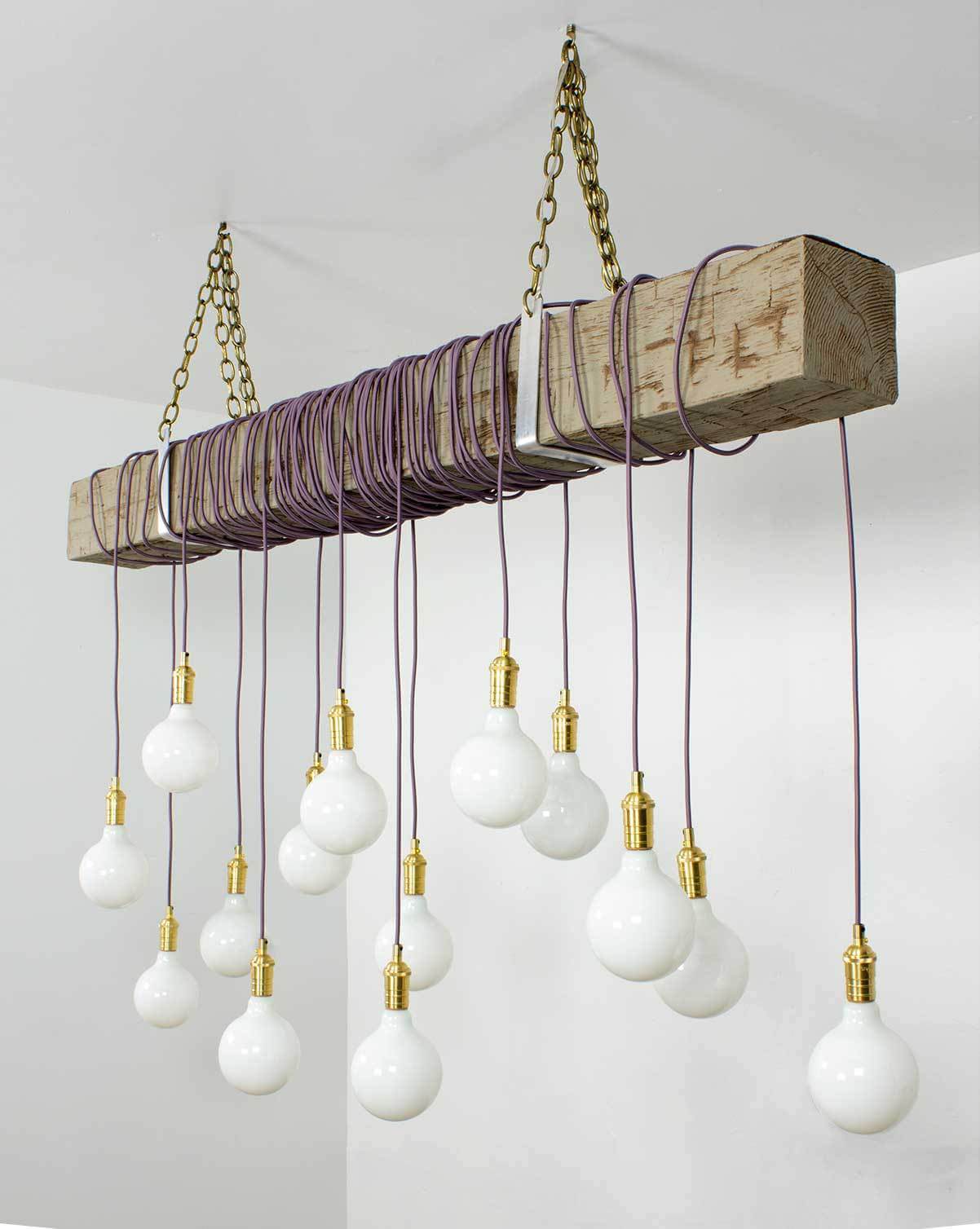 Faux Beam 14 Pendant Wrap: Mauve with Brass Hangout Lighting