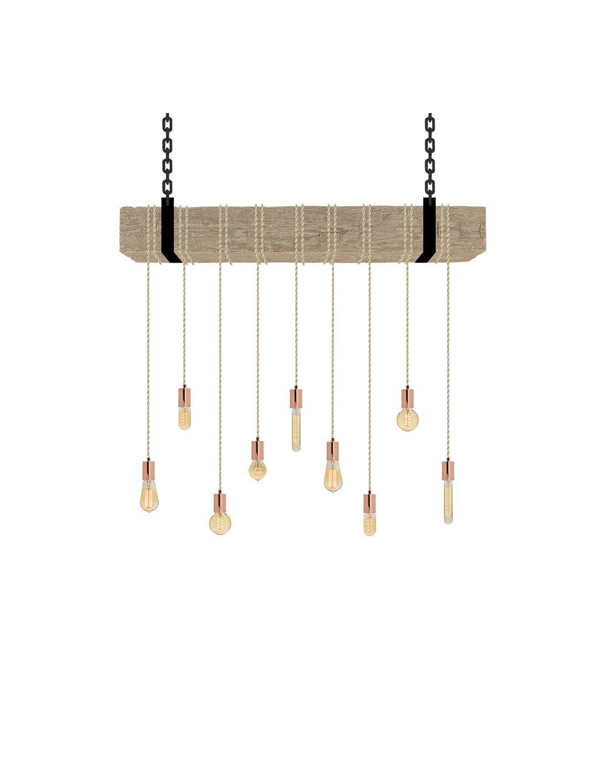 Faux Beam 9 Pendant Wrap: Beige and Copper Hangout Lighting 4' Beam