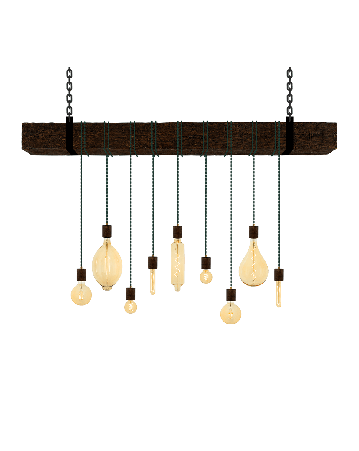 Faux Beam 9 Pendant Wrap: Ebony and Pine Hangout Lighting 6' Beam