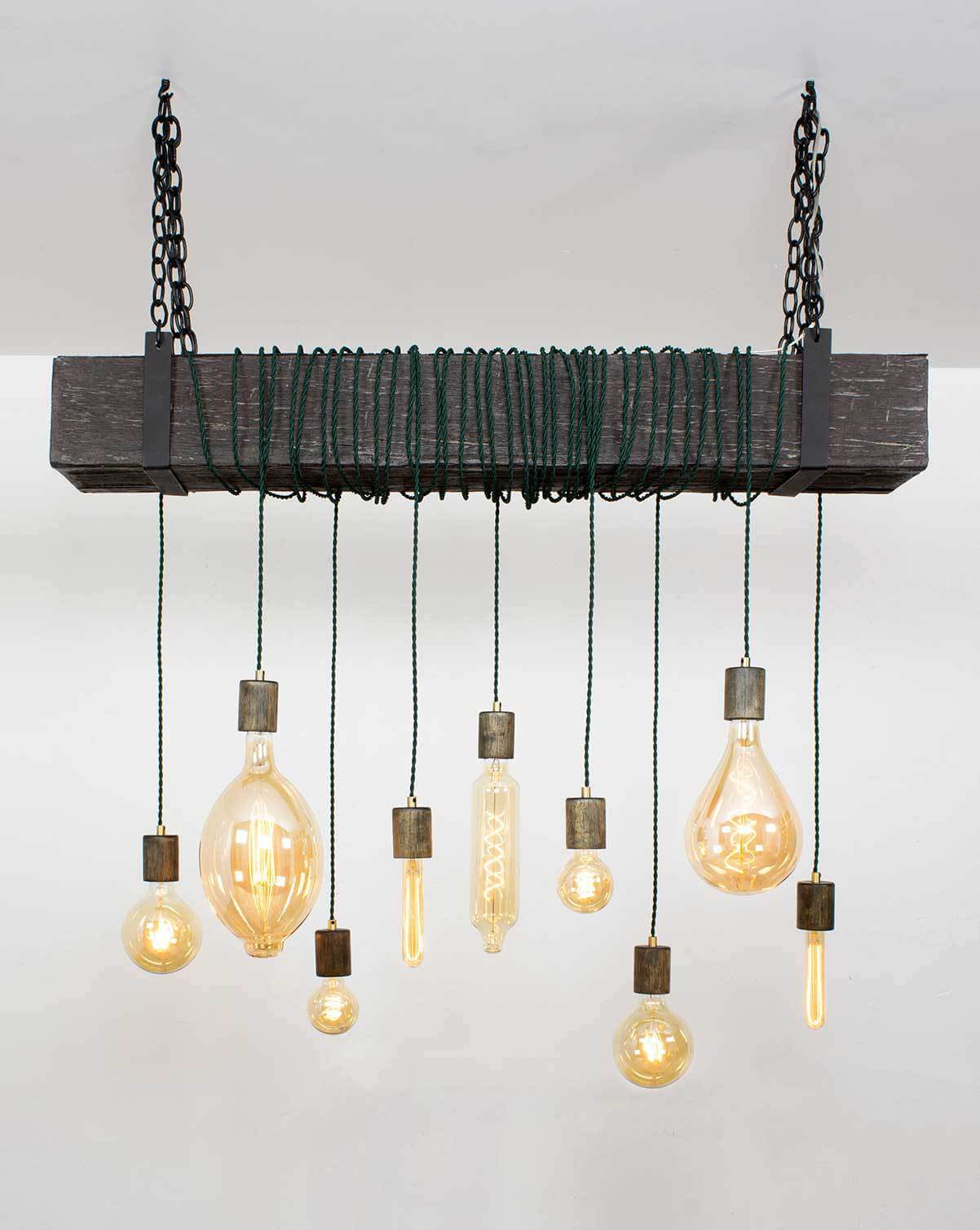Faux Beam 9 Pendant Wrap: Ebony and Pine Hangout Lighting