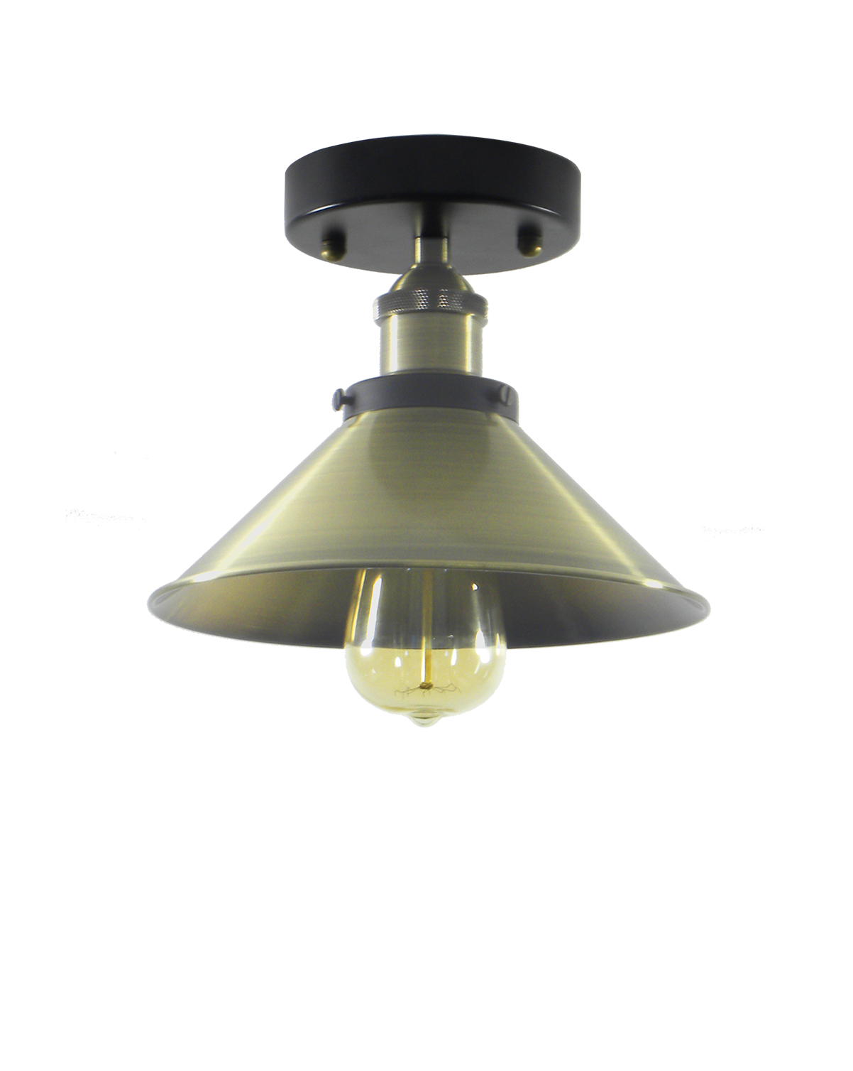 Industrial Antique Brass Cone Shade Light flush mount Hangout Lighting