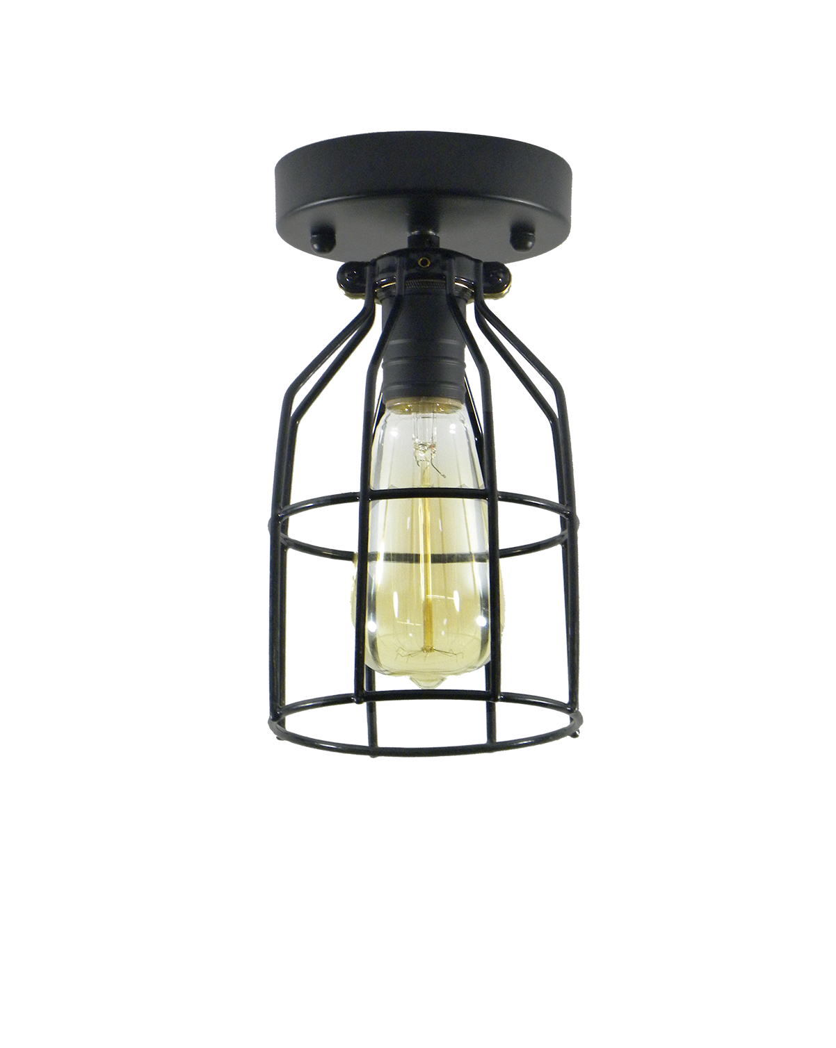 Black Industrial Cage Flush Mount Light Fixture – Hangout Lighting