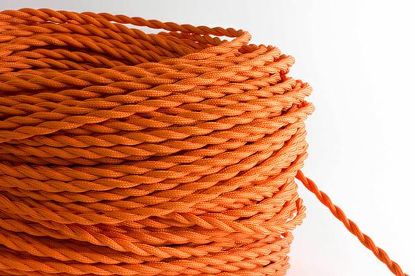 Orange Twisted Fabric Cord by the Foot Hangout Lighting