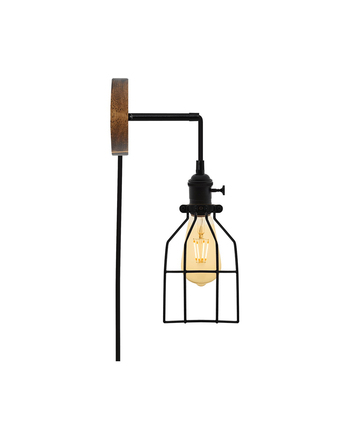 Plug-in Adjustable Wall Sconce: Walnut and Black Hangout Lighting