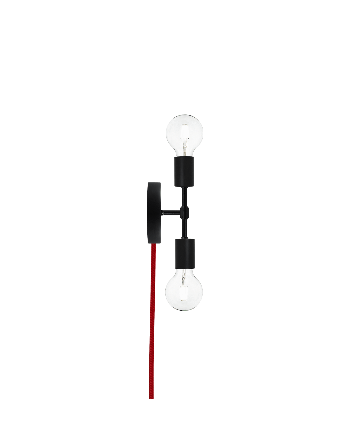 Plug-In Double Wall Sconce: Black and Red Hangout Lighting