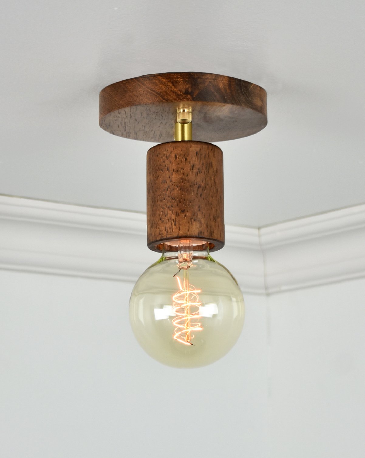 Semi Flush Mount: Walnut Wood Hangout Lighting