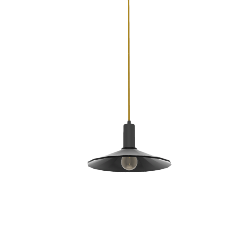 Single Pendant: Gold with Flat Black Shade