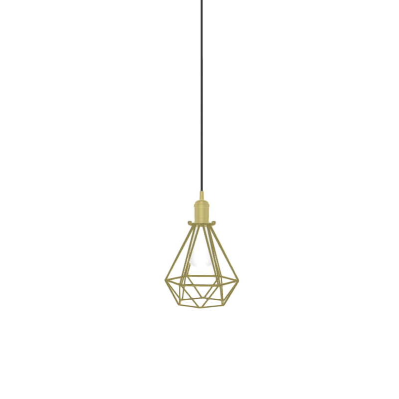 Single Pendant: Brass Diamond Cage with White Edison Bulb