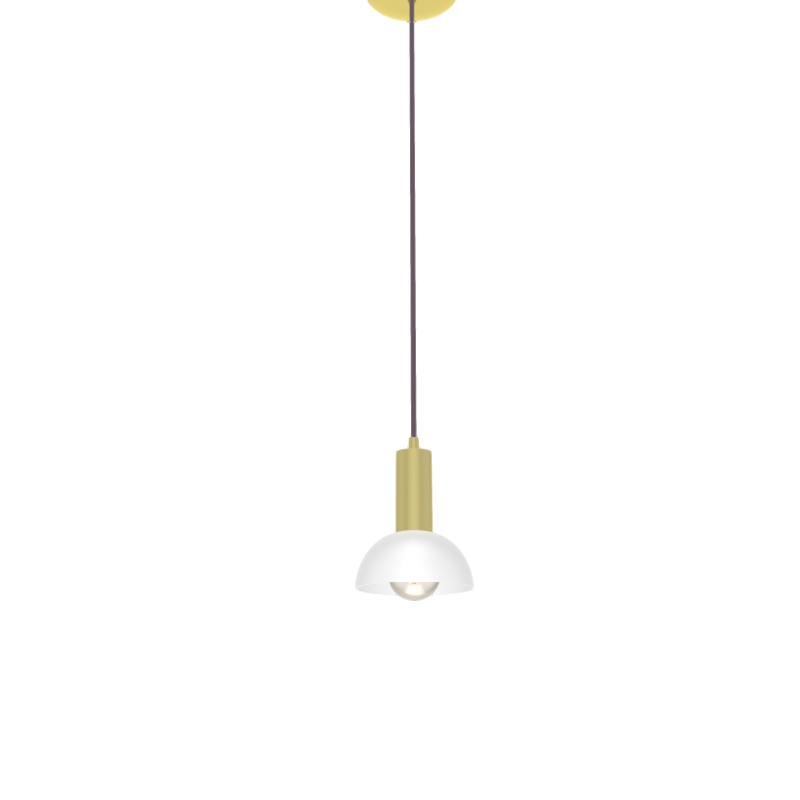 Single Pendant: Mauve and Brass with White Dome Shade