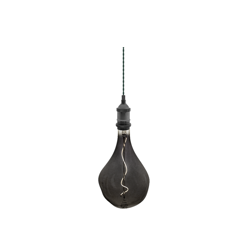 Single Pendant: Graphite with Uneven XL Pear Bulb