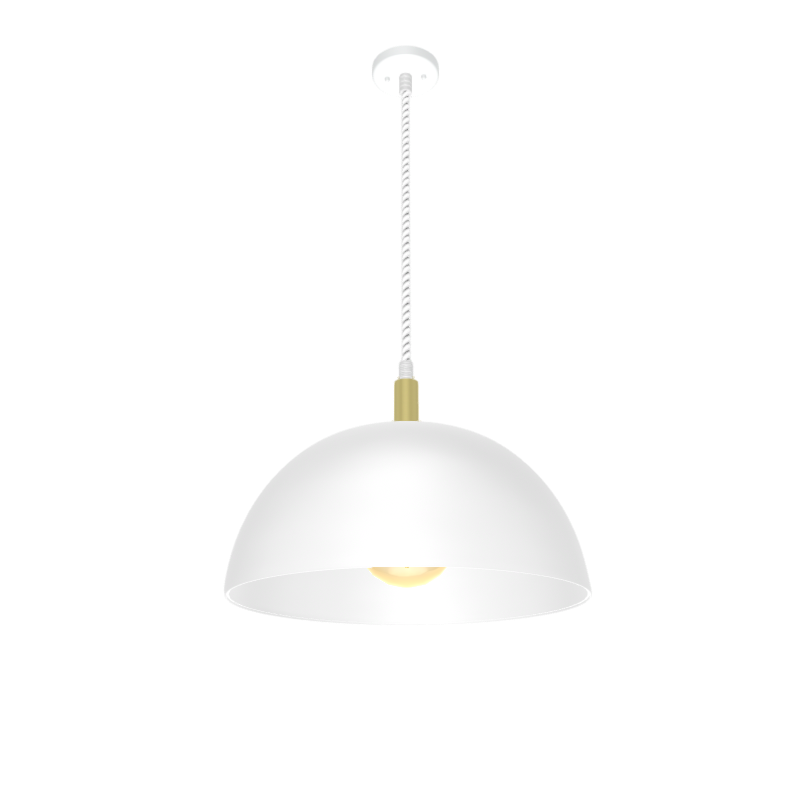 Single Pendant: Cotton Rope with White Dome Shade