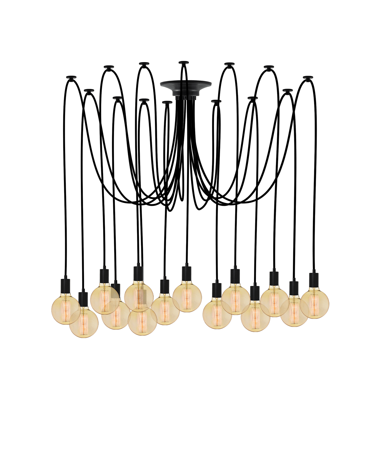 Swag Chandelier: Black with Antique Globes Hangout Lighting 14 Swag