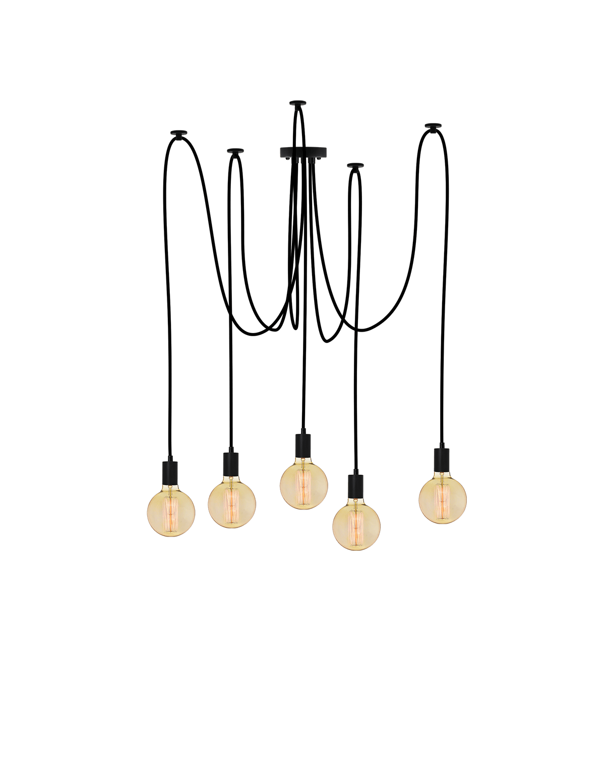 Swag Chandelier: Black with Antique Globes Hangout Lighting 5 Swag