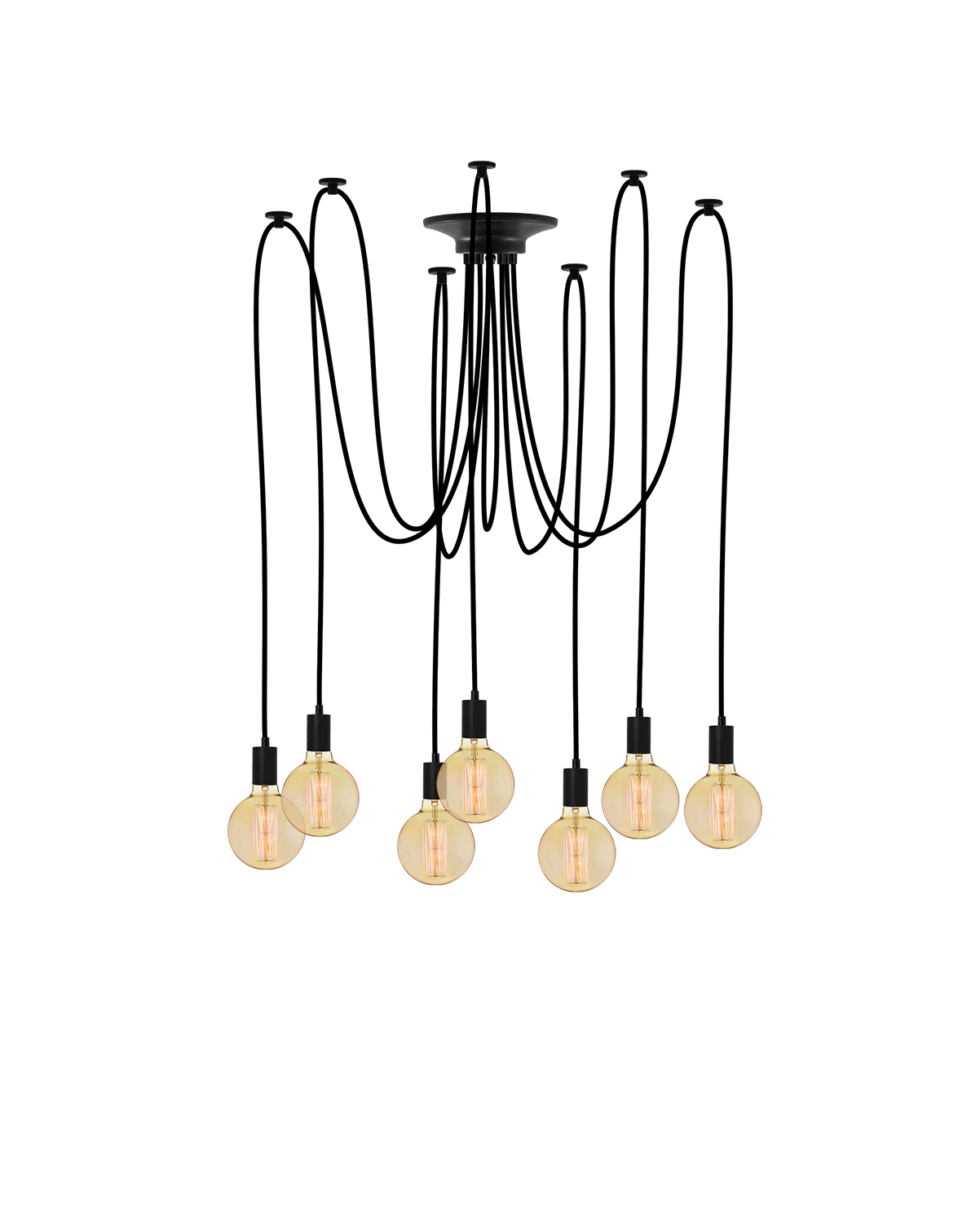 Swag Chandelier: Black with Antique Globes Hangout Lighting 7 Swag