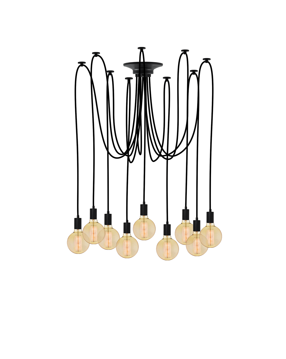 Swag Chandelier: Black with Antique Globes Hangout Lighting 9 Swag