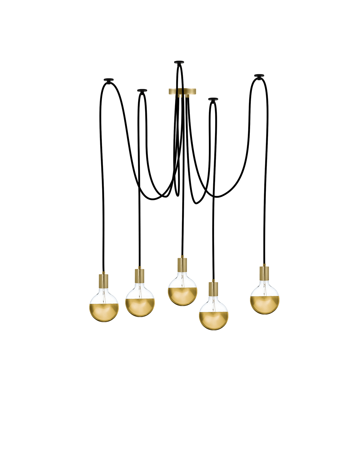 Swag Chandelier: Black with Gold Dipped Bulbs Hangout Lighting 5 Swag
