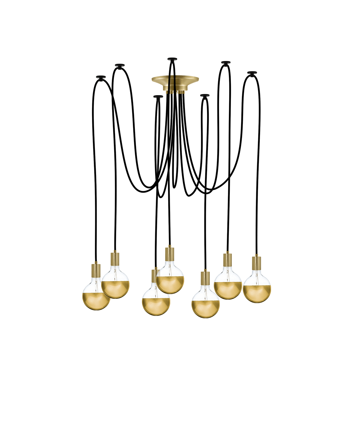 Swag Chandelier: Black with Gold Dipped Bulbs Hangout Lighting 7 Swag