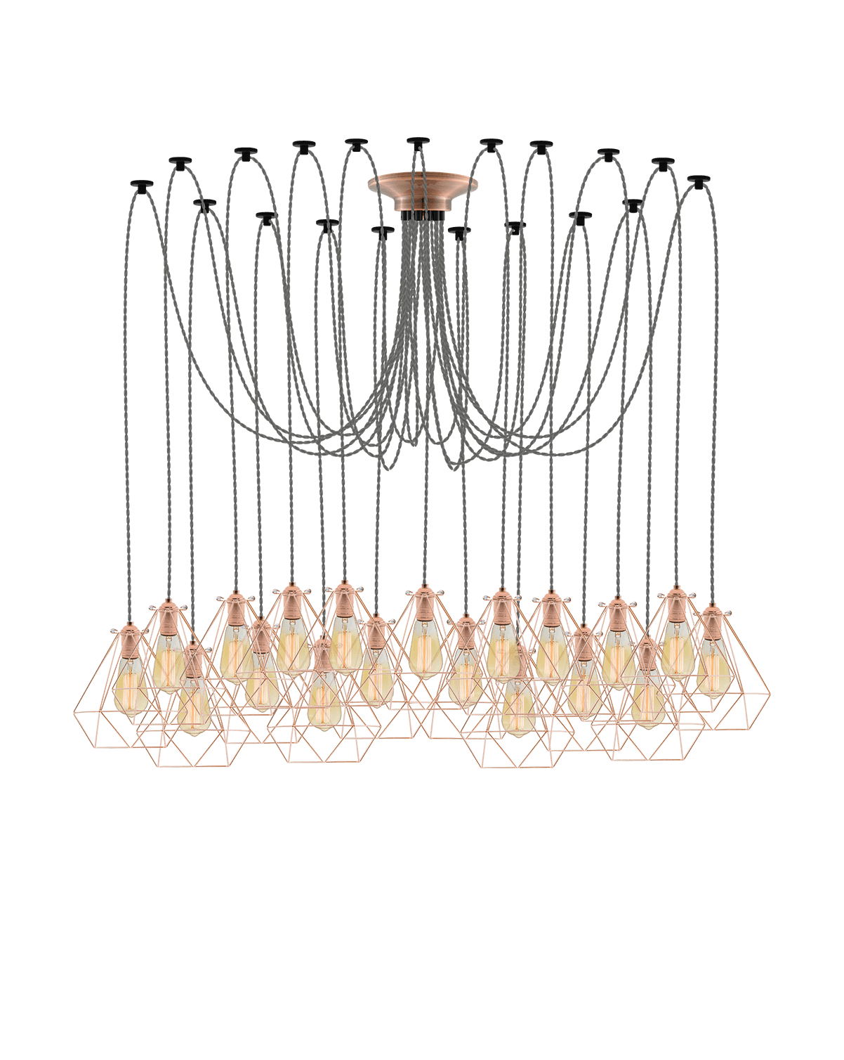 Swag Chandelier: Grey and Copper Diamond Cages Hangout Lighting 19 Swag