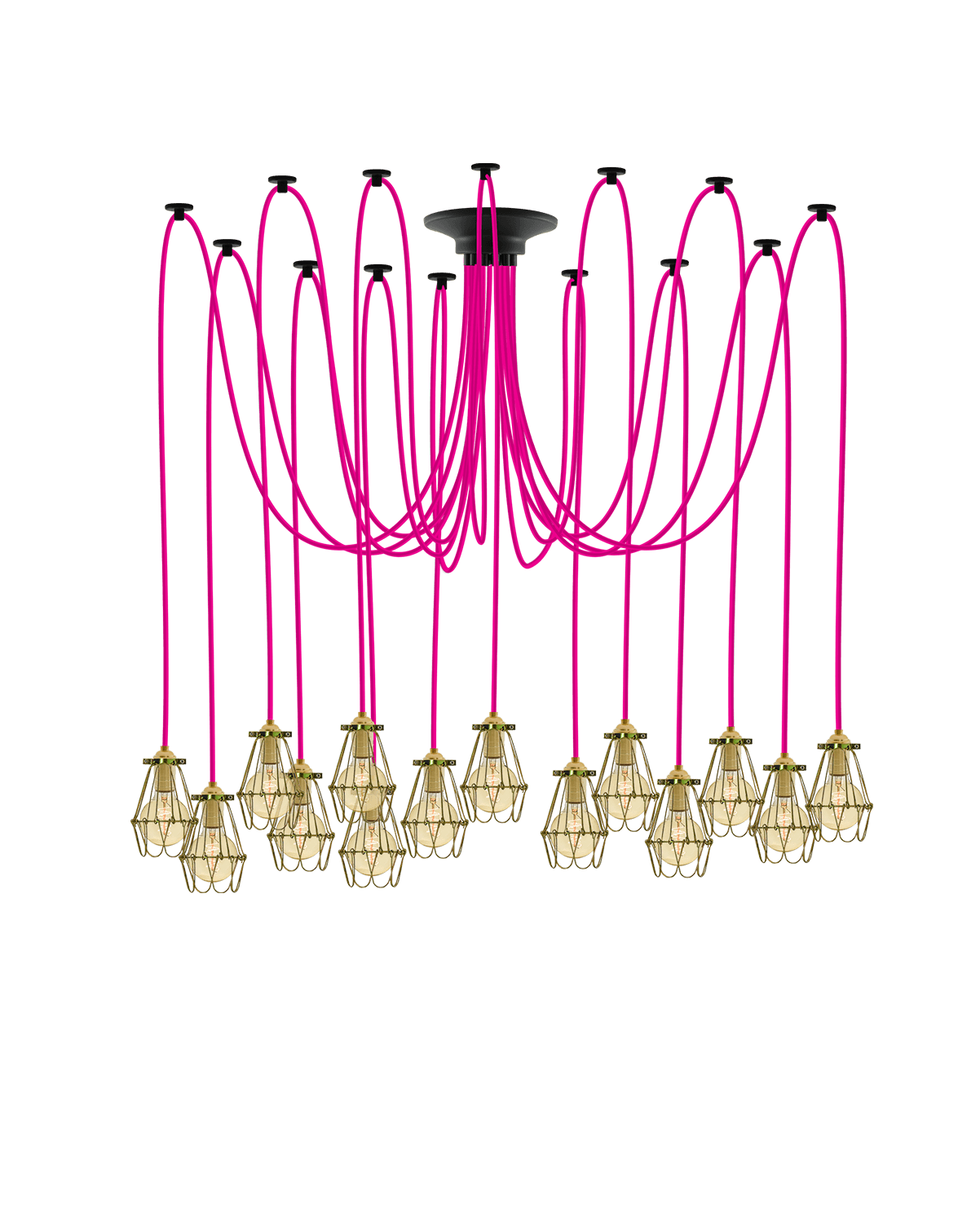 Swag Chandelier: Pink and Brass Hinge Cages Hangout Lighting 14 Swag