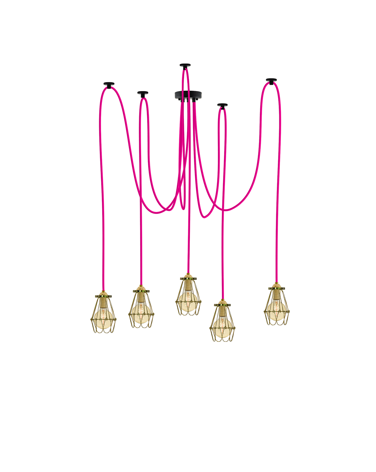Swag Chandelier: Pink and Brass Hinge Cages Hangout Lighting 5 Swag