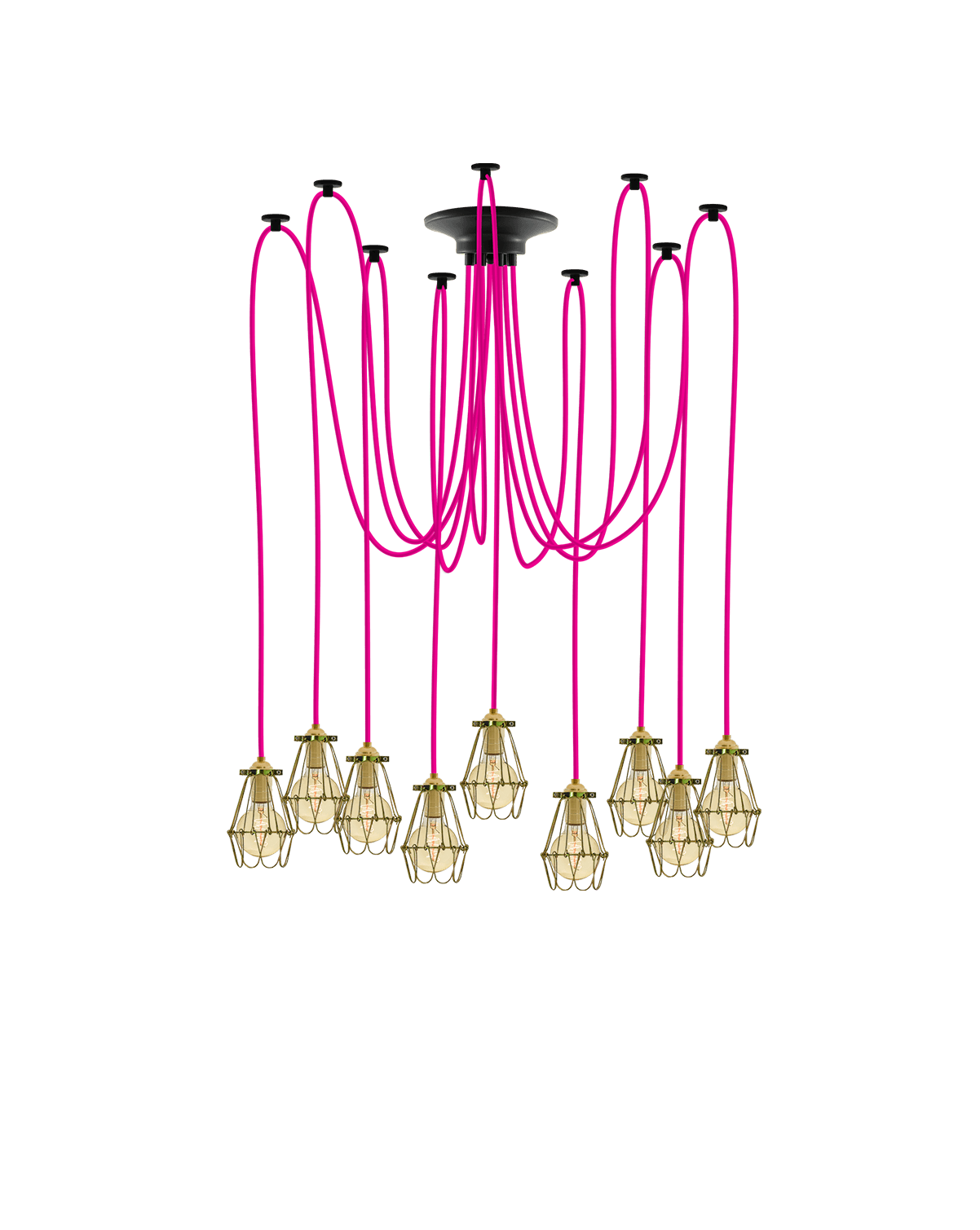 Swag Chandelier: Pink and Brass Hinge Cages Hangout Lighting 9 Swag
