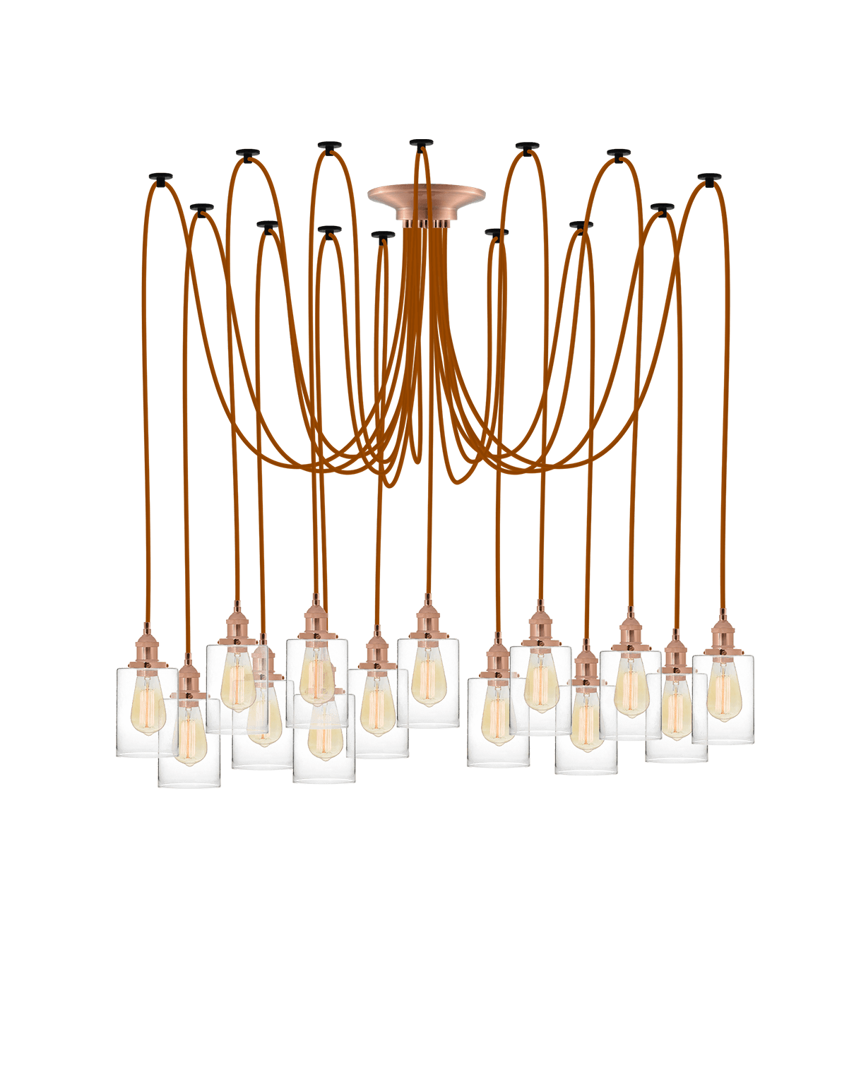 Swag Chandelier: Rust with Glass Cylinder Shades Hangout Lighting 14 Swag