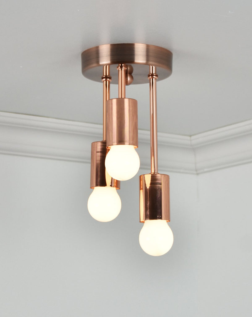 Triple Flush Mount Modern Copper Hangout Lighting