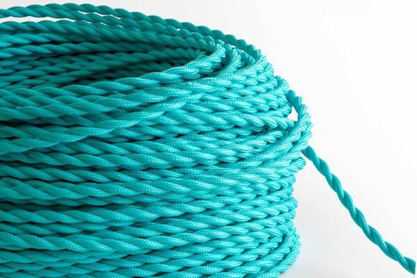 Turquoise Twisted Fabric Cord by the Foot Hangout Lighting