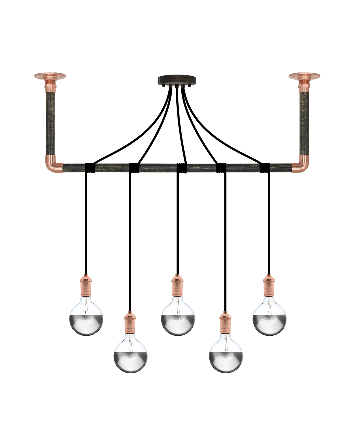 Wrap Chandelier: Black, Ebony and Copper Hangout Lighting 5 Pendants
