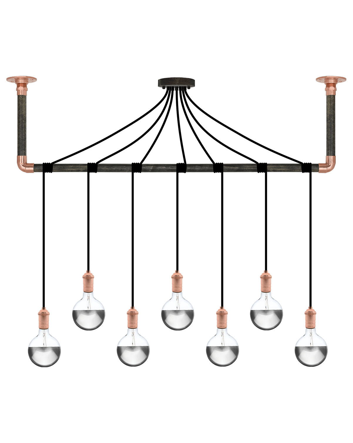 Wrap Chandelier: Black, Ebony and Copper Hangout Lighting 7 Pendants