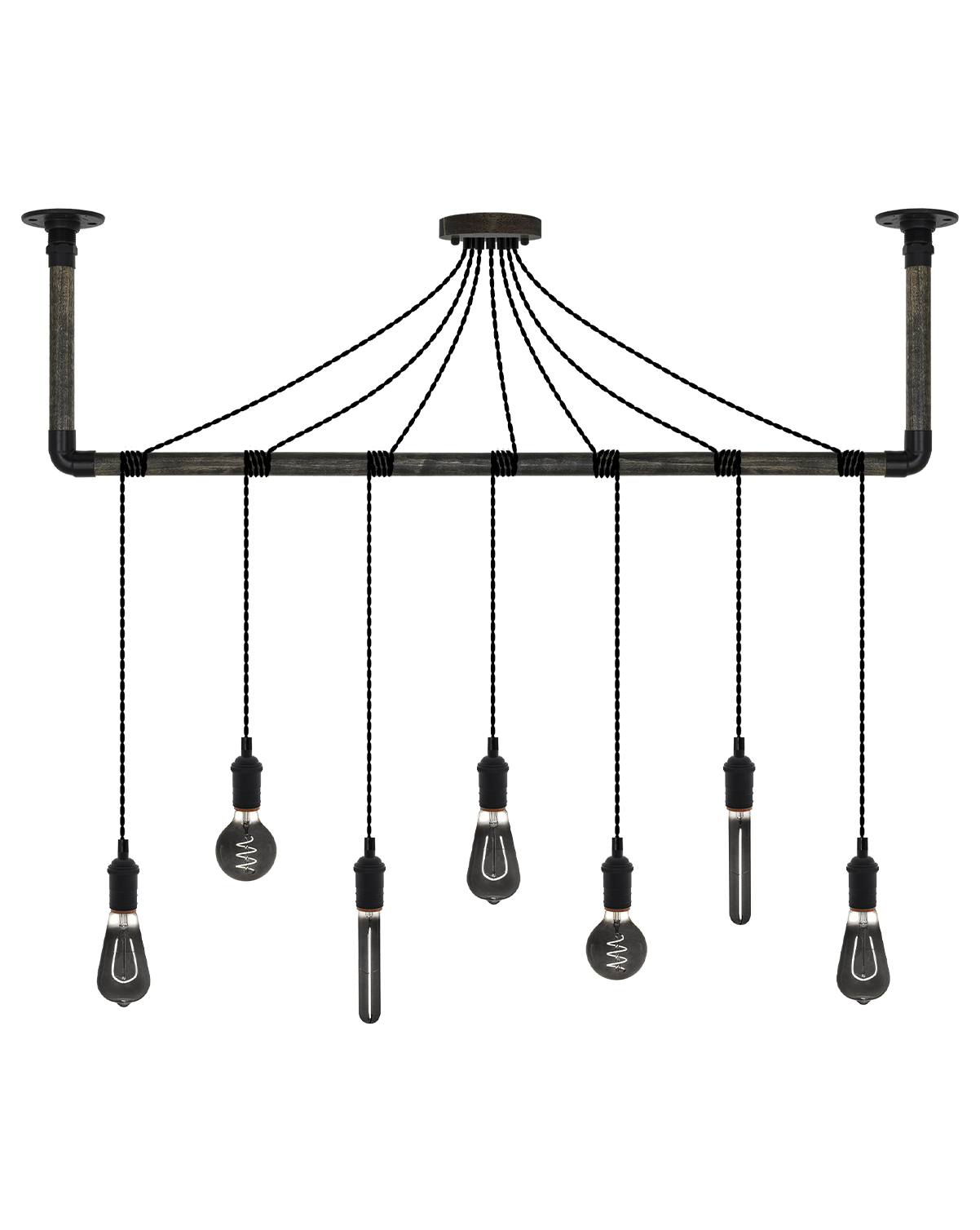 Wrap Chandelier: Black with Smoke