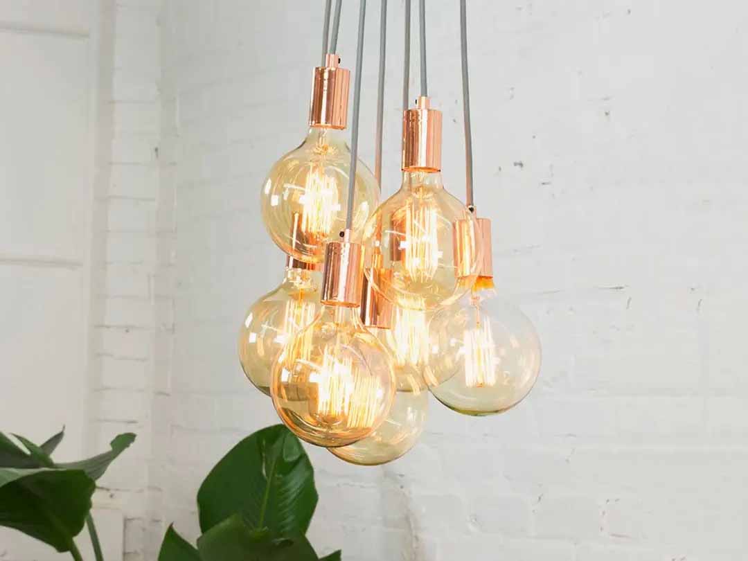 Pendant light cluster chandelier close up from Hangout Lighting