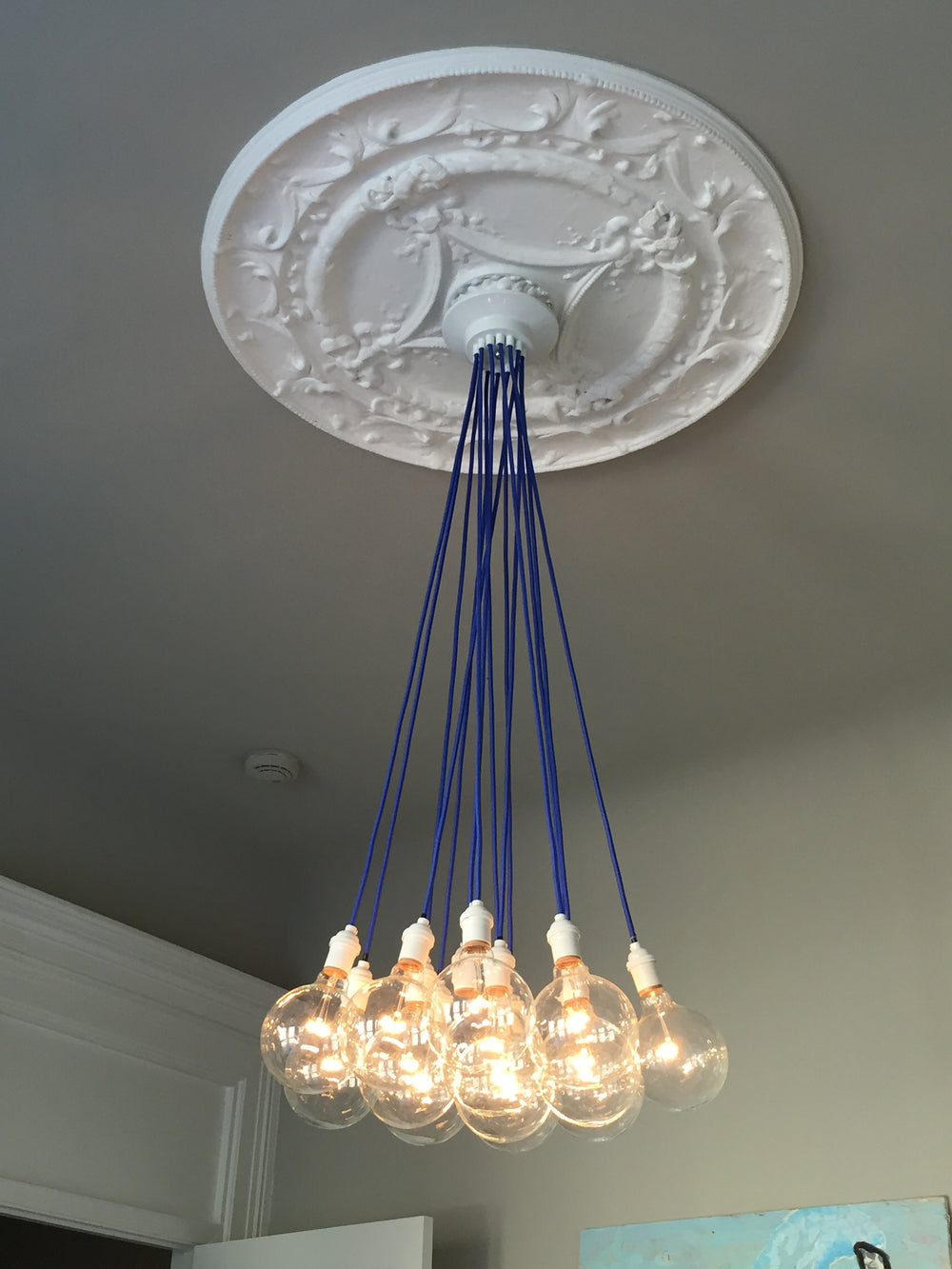 Blue Bubble Chandelier 14 Pendant Cluster