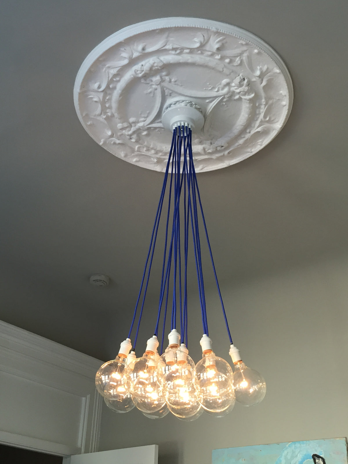 Blue Bubble Chandelier 14 Pendant Cluster