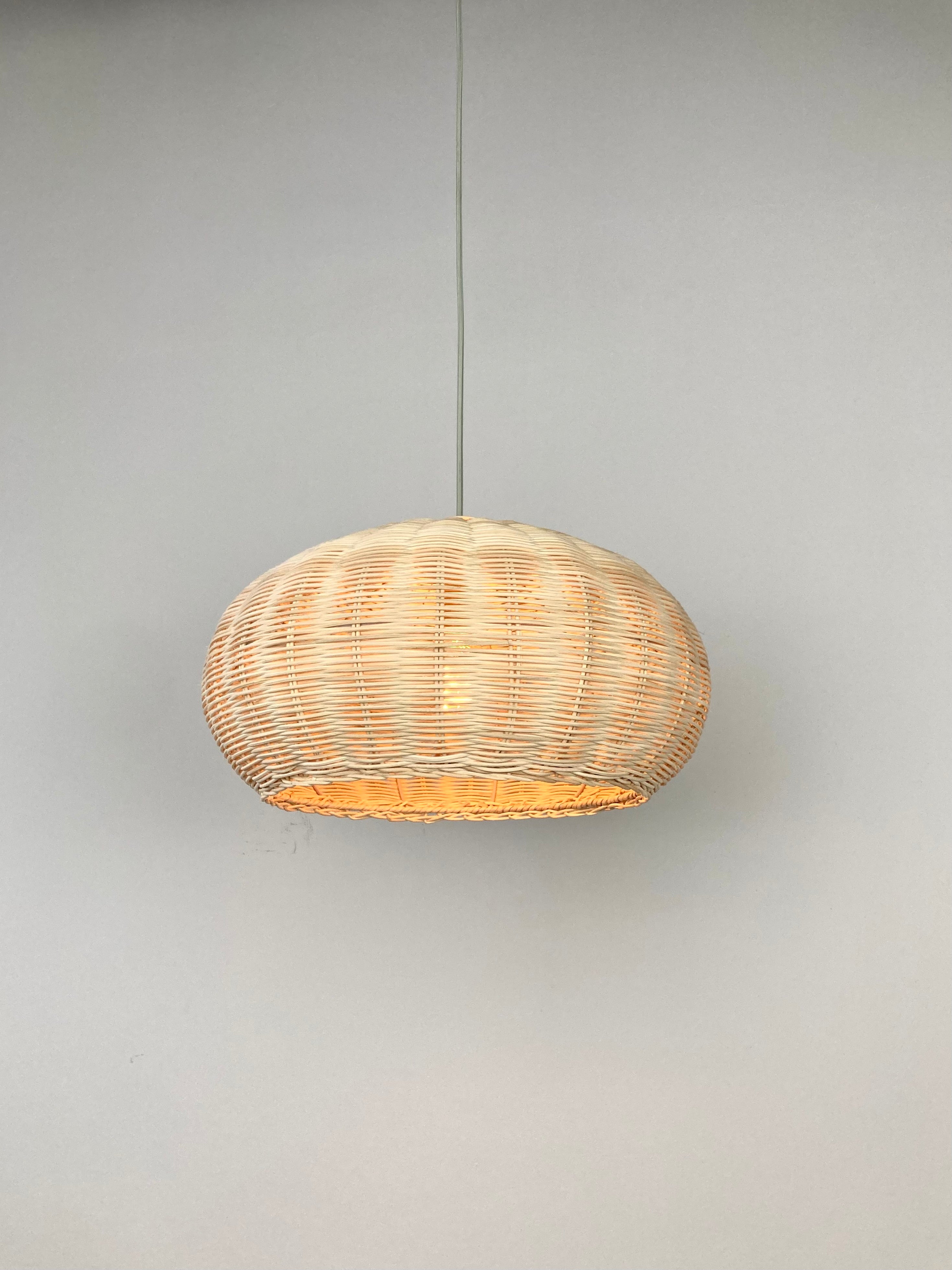 Woven Bamboo Rounded Drum Pendant Light